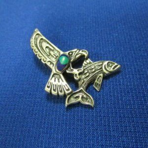 Sterling Totum Navajo Eagle Clutching Fish Pendant